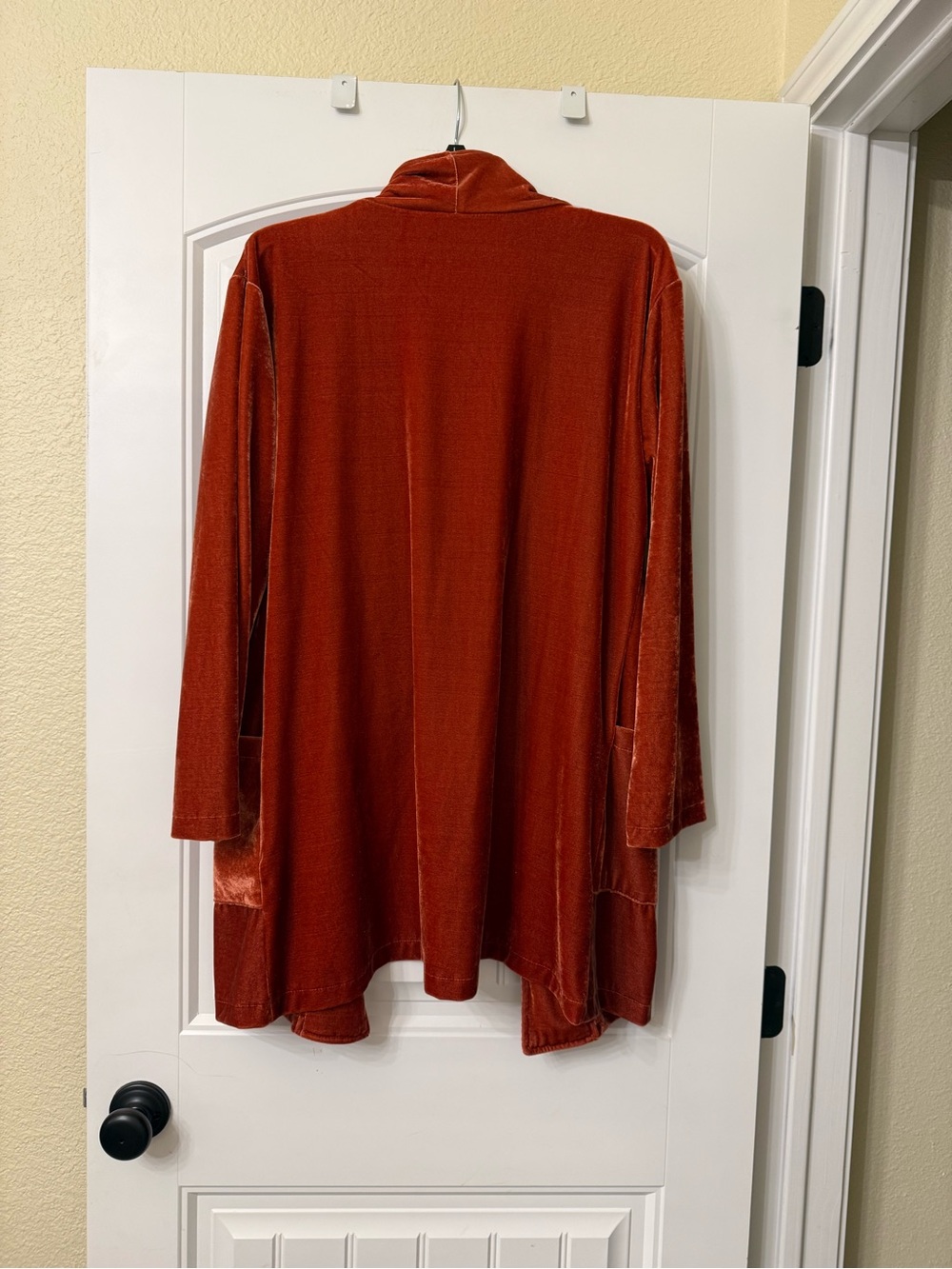 Rust Velvet Open-Front Drape Cardigan - Picture 3 of 3